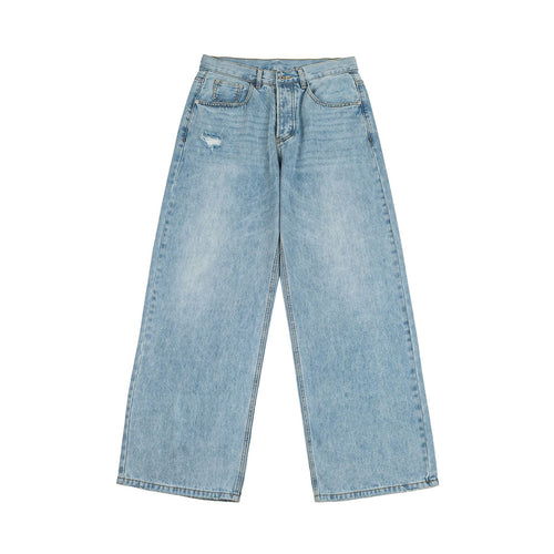 Washed Ripped Loose Straight Leg Casual Wide Leg Jeans for Men