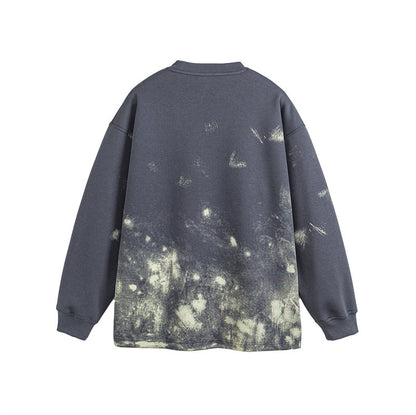 Washed Splatter Casual Crewneck Hoodie  Couple Outwear