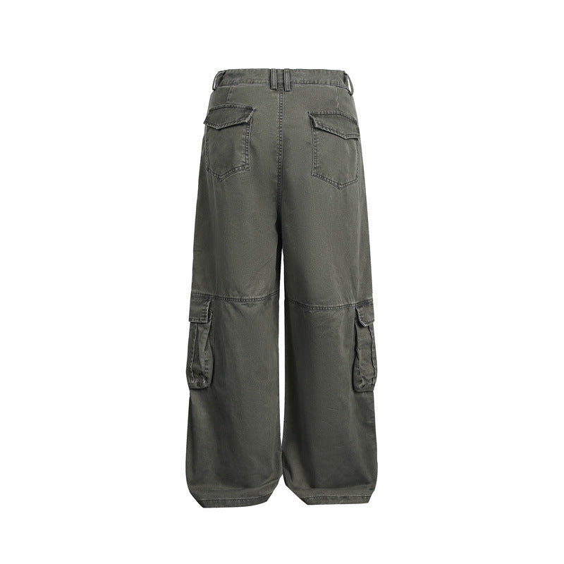 Multi-Pocket Cargo Pants Loose Wide-Leg Casual Trousers