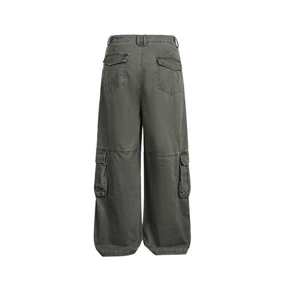 Multi-Pocket Cargo Pants Loose Wide-Leg Casual Trousers