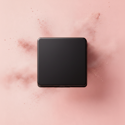 Petal Flush Blush - closed compact side profile showing matte black finish and clasp